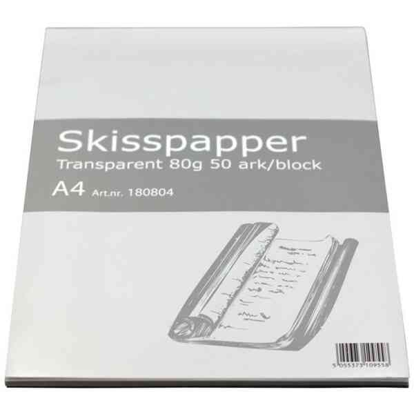 Skissblock A4 transp 80g 50bl