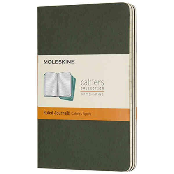 Cahier Journal Linjerad Pocket Grön 3-Pack