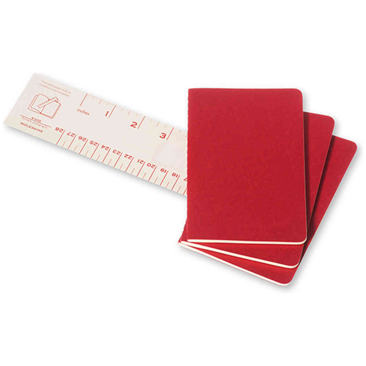 Cahier Journal Linjerad Pocket Röd 3-Pack - Bild 3