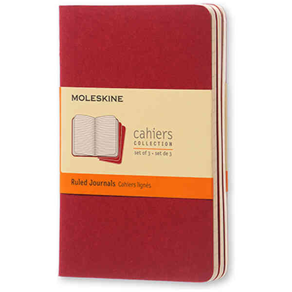 Cahier Journal Linjerad Pocket Röd 3-Pack