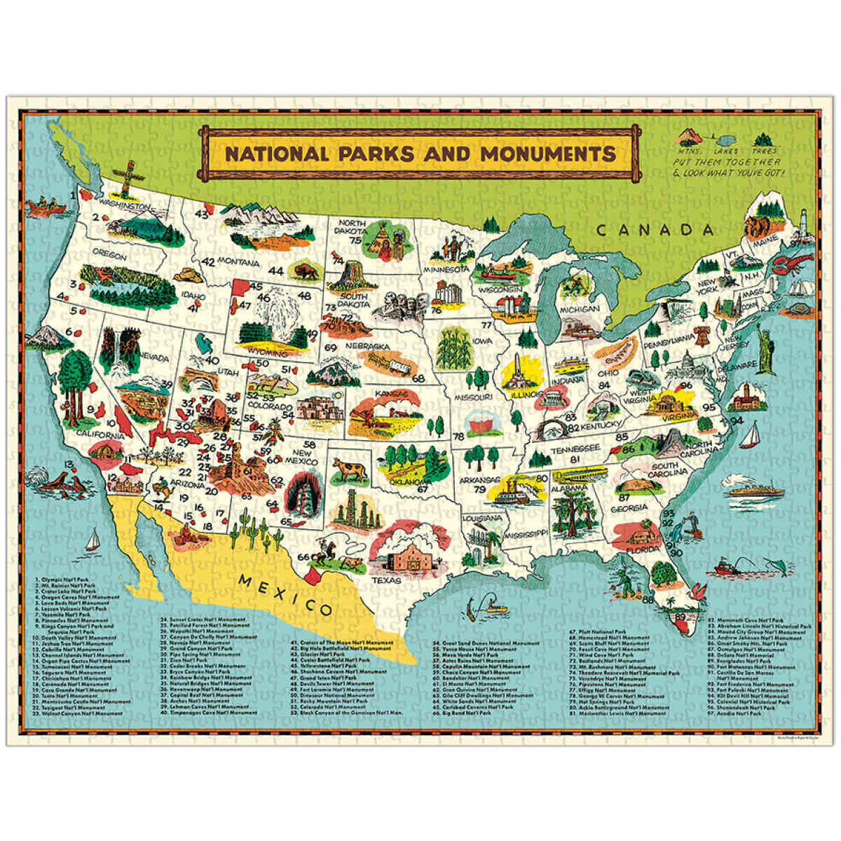 National Parks Map 1,000 Piece Puzzle - Bild 2