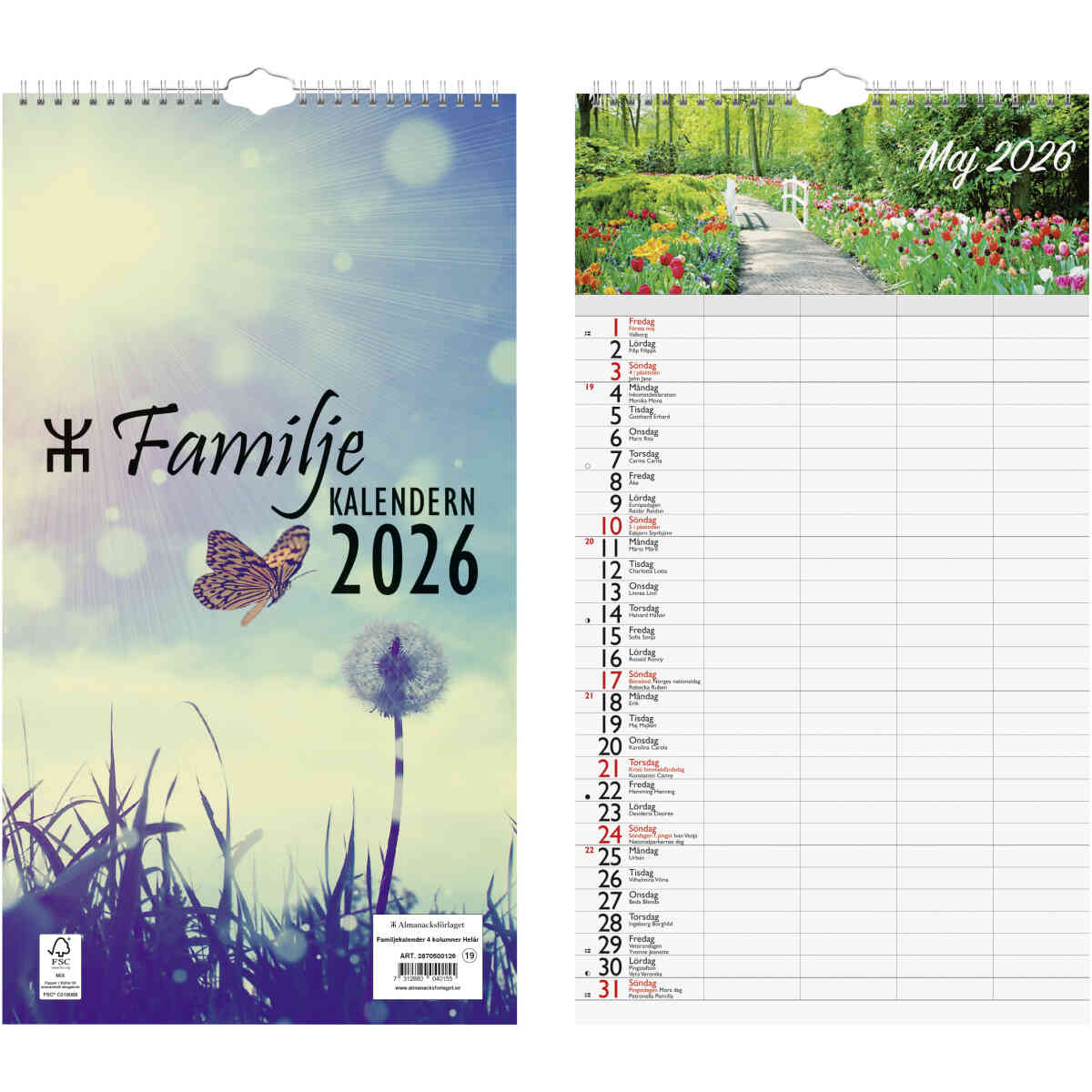 Familjekalender 4 kolumner Helår FSC - Bild 3
