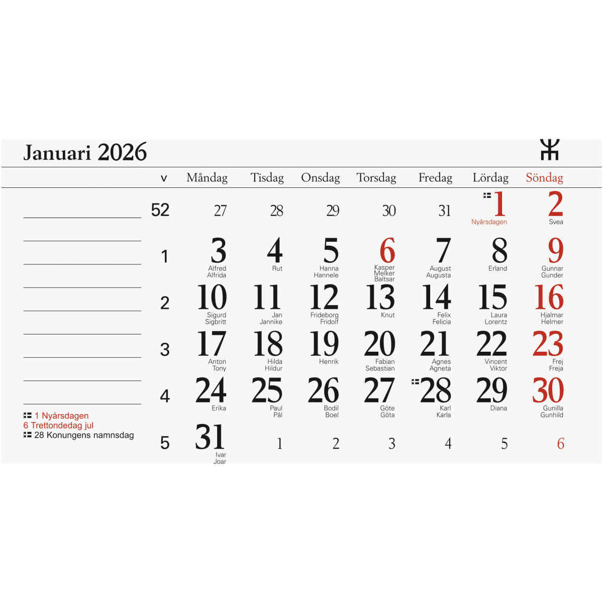 Månadsblock 144x90 mm FSC