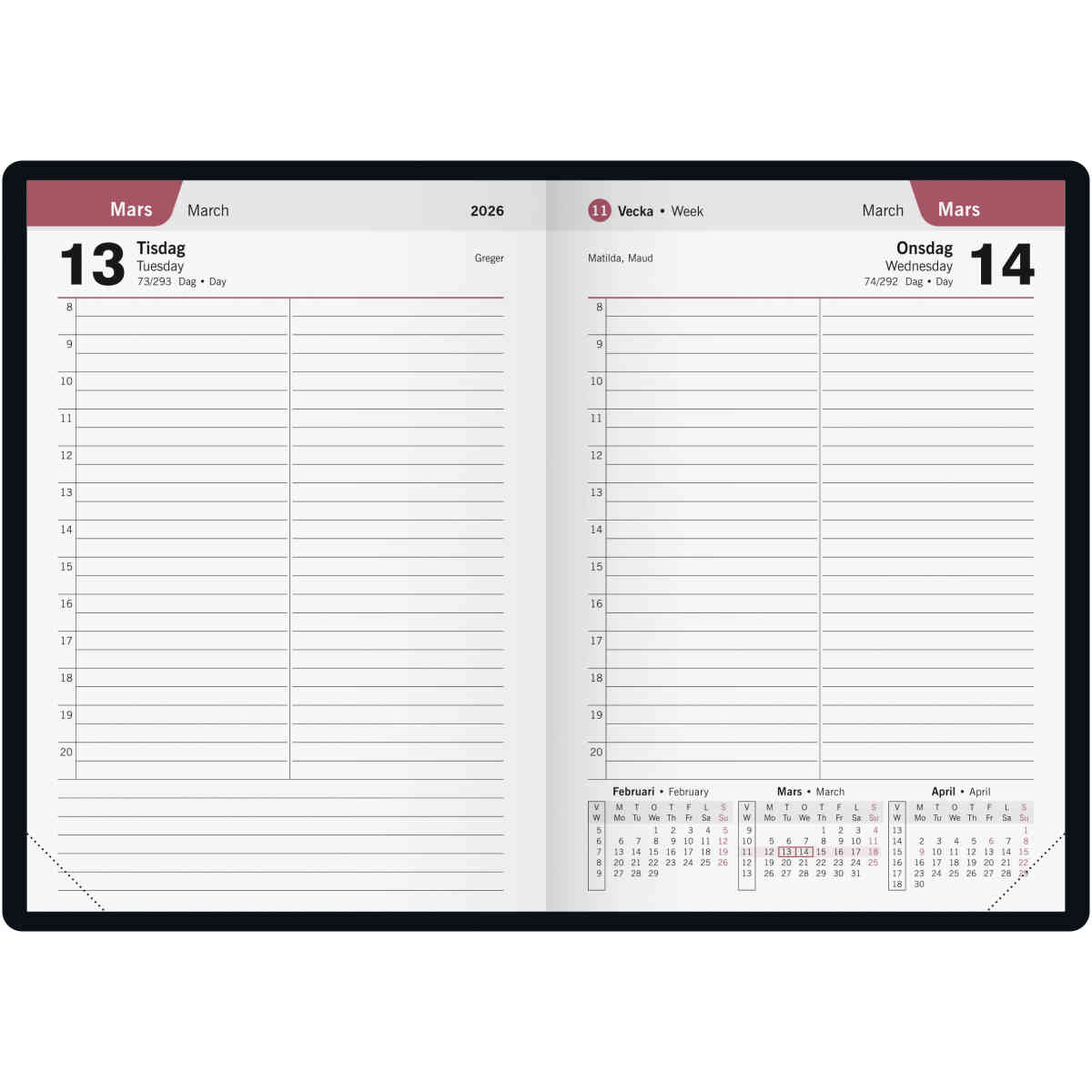 Timkalender Svart Konstläder FSC - Bild 2