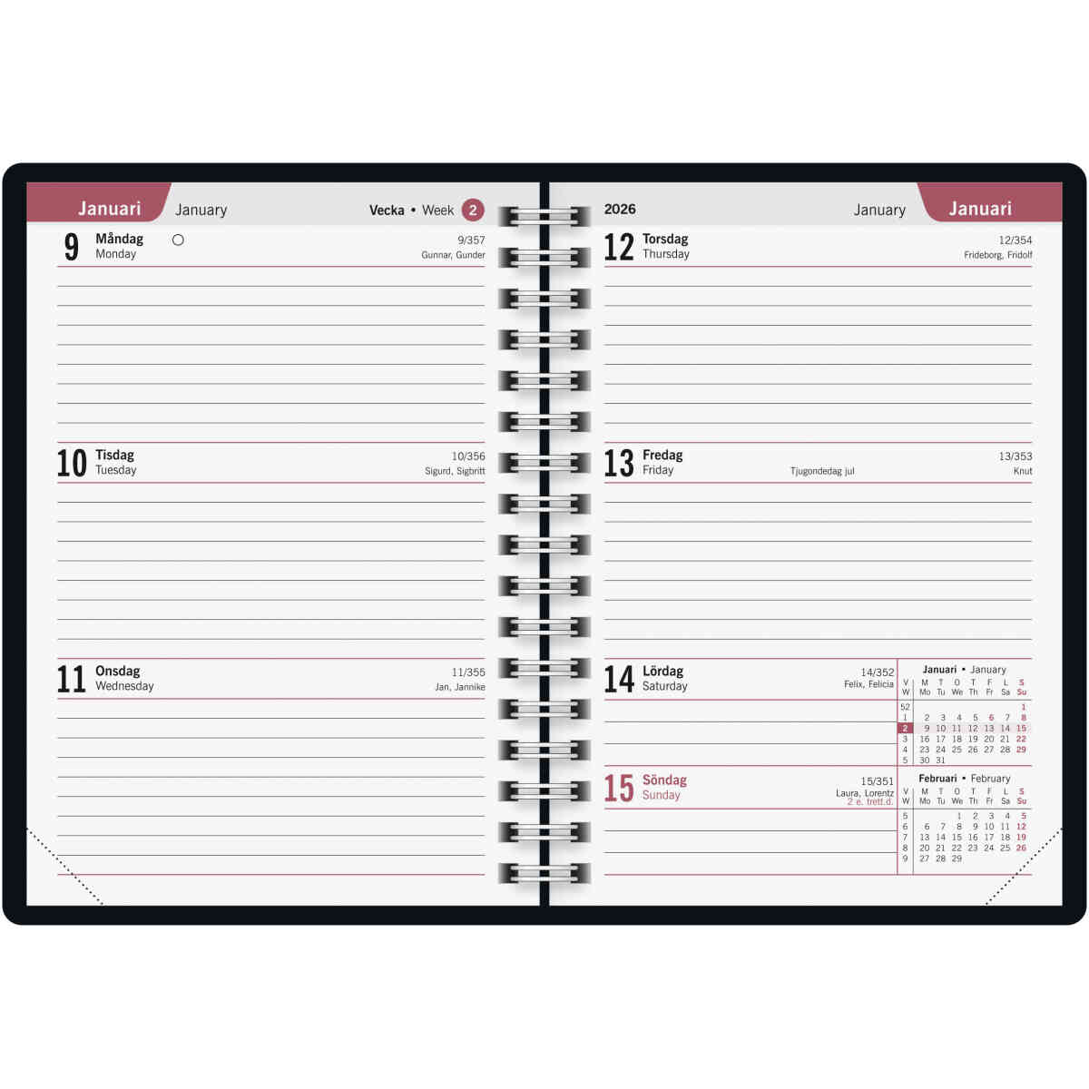 Veckokalender A6 Svart Plast FSC - Bild 2