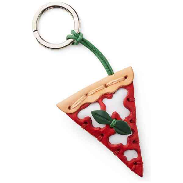 Italian leather keyring - Pizza