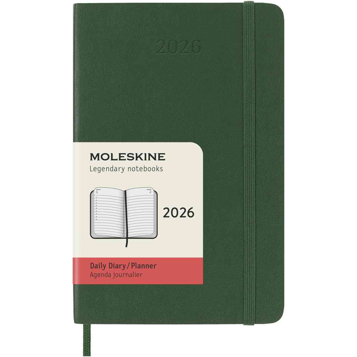 Moleskine årskalender 2026 Classic Soft 12M Daily Pocket Myrtle Green 2026