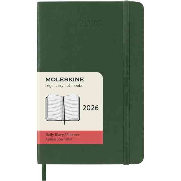 Moleskine årskalender 2026 Classic Soft 12M Daily Pocket Myrtle Green 2026