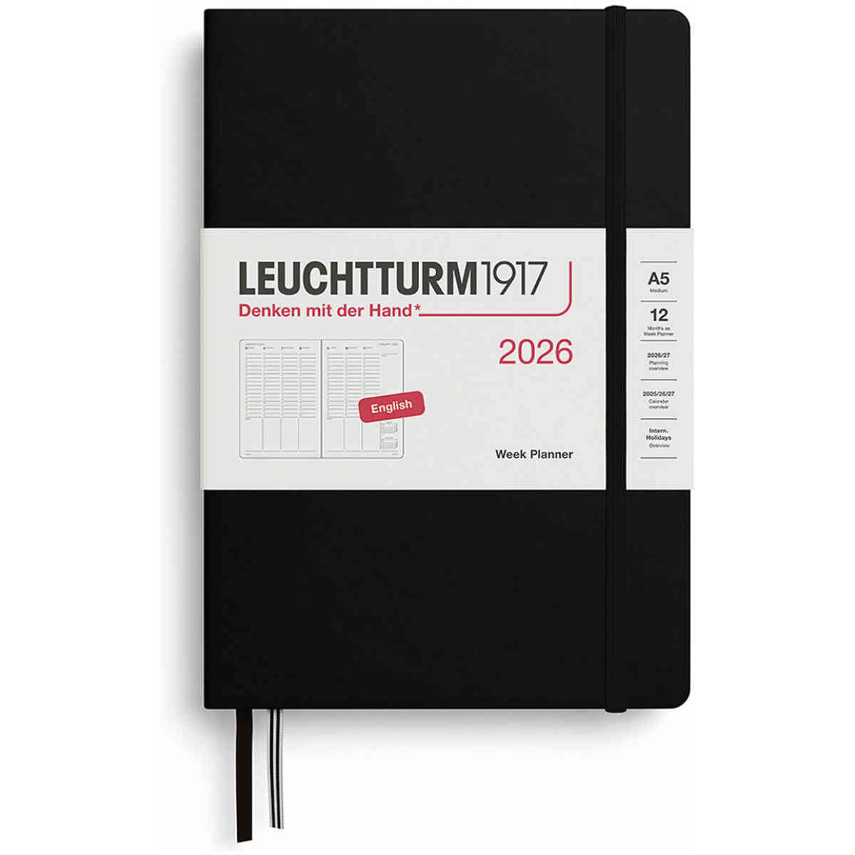 Kalender 2026 Leuchtturm1917 A5 vecka/uppslag vertikal