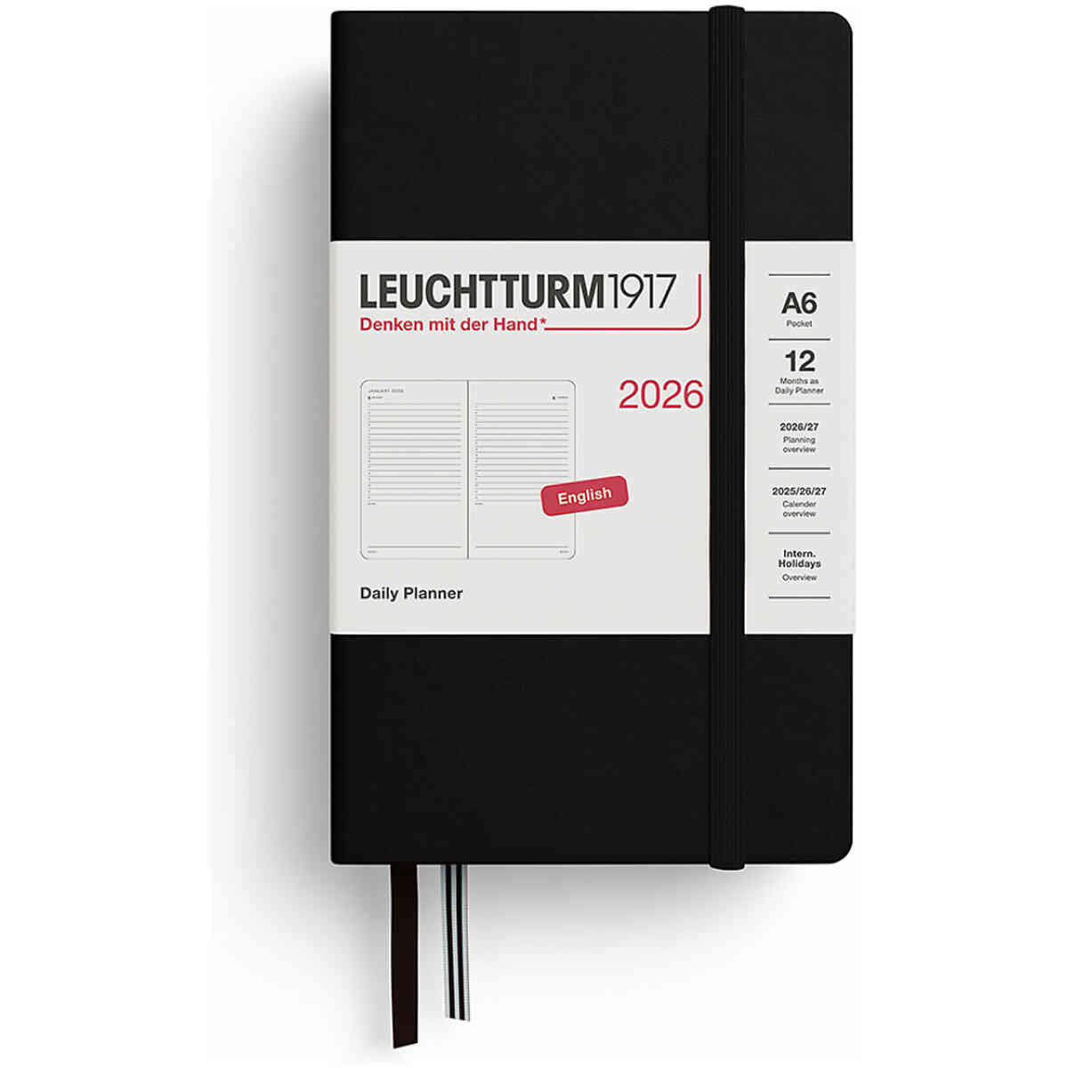 Kalender 2026 Leuchtturm1917 A6 dag/sida
