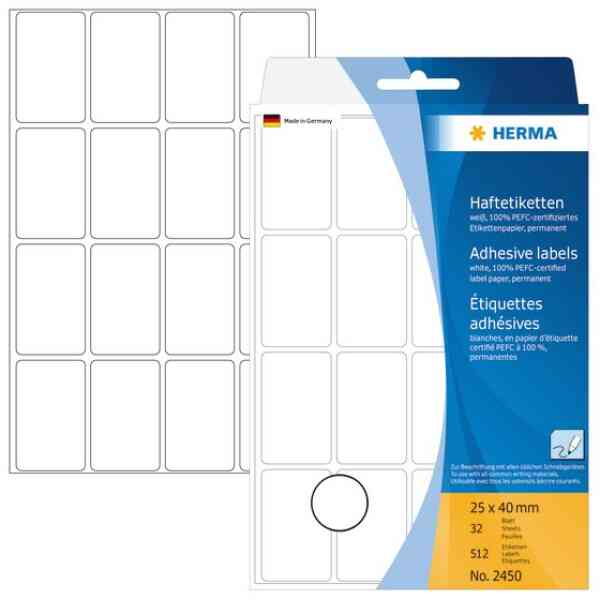 Herma etikett manuelll KP 25x40 vit (512)