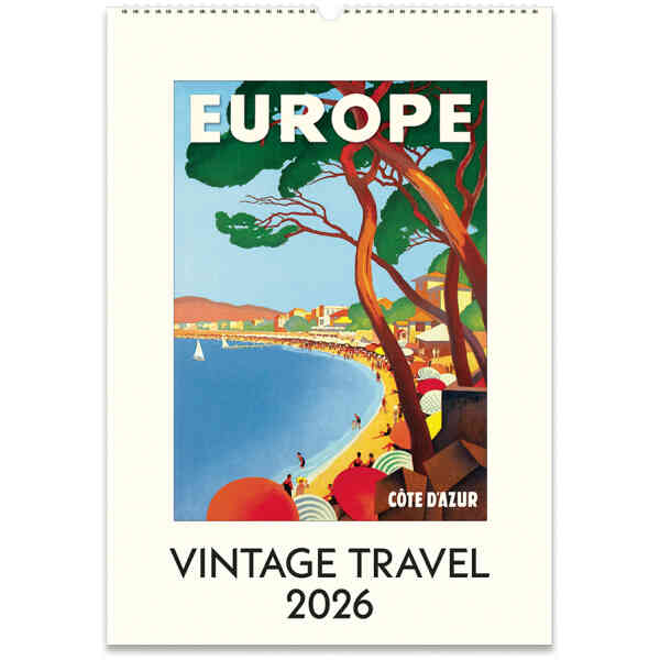 Vintage Travel Wall Calendar 2026