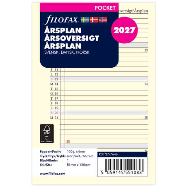 Årsplan Pocket 2027 Svensk/Dansk/Norsk