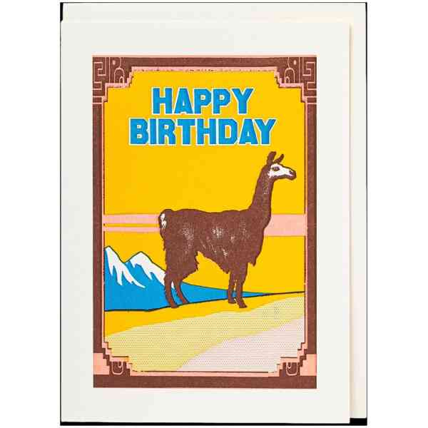 Letterpress Cards Birthday Llama