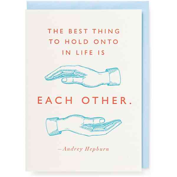 Letterpress Cards Hold Onto Each Other