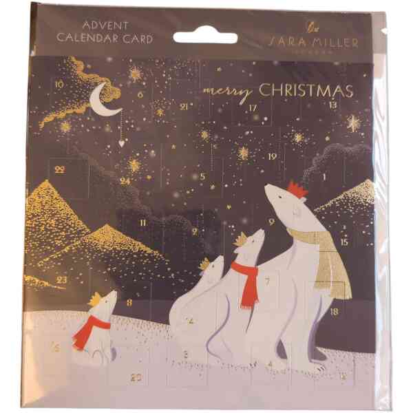 Polar Bear Advent Calendar Card By Sara Miller