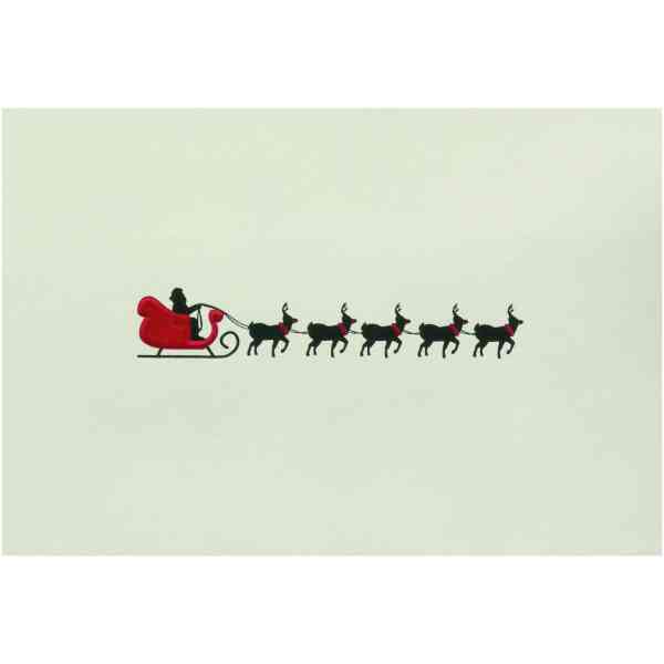 Engraved Cards The Sledge and the Père Noël; red+black on cream 21/2x15,5