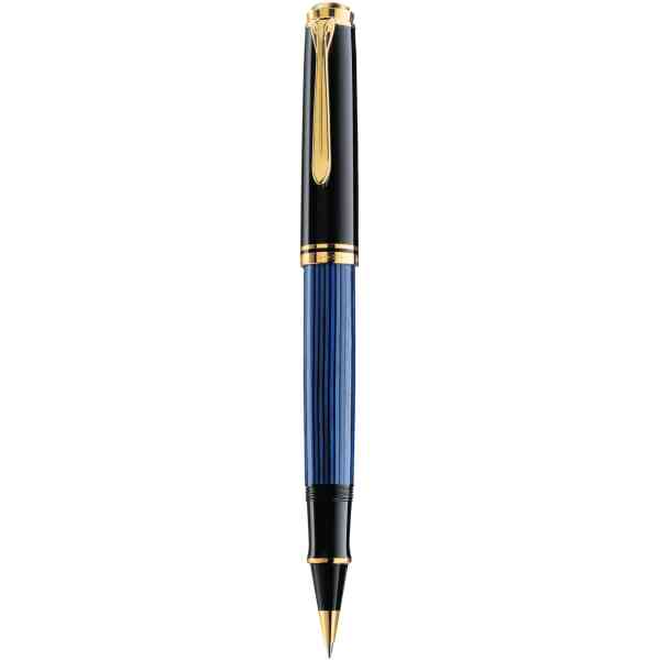 Pelikan R 400 Souveraen black/blue rollerball with gold