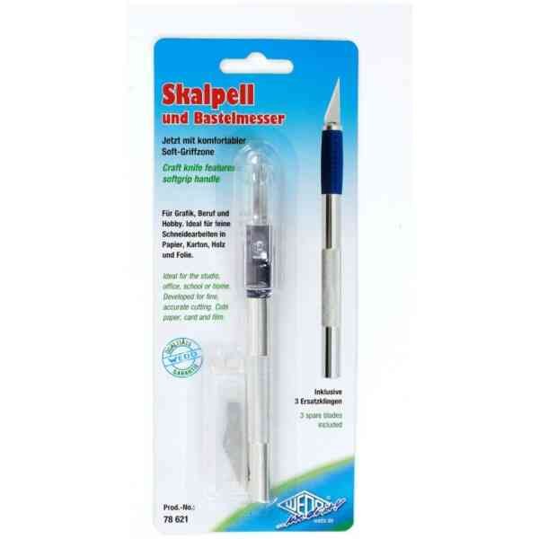 SCALPEL WITH RUBBER HANDLE + 3 SPARE BLADES