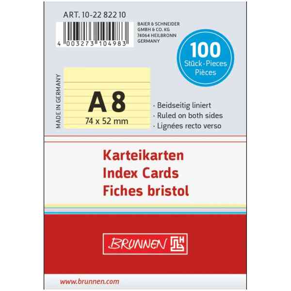 Skrivkort - A8 linjerad x100, gula