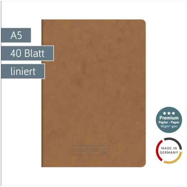 Exercise Book A5 80p rul., Premium brown