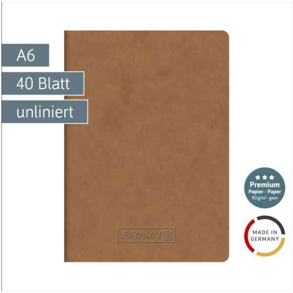 Exercise Book A6 80p blank, Premium brown