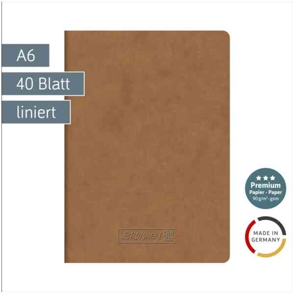 Exercise Book A6 80p rul., Premium brown