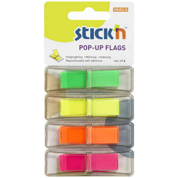 PopUp Flikar 4x40st 45x12mm Neon