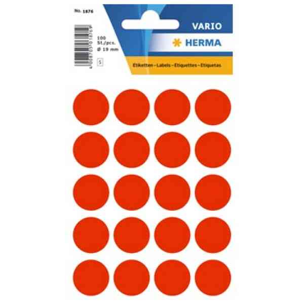 Herma etikett manuelll ø19 neon röd (100)