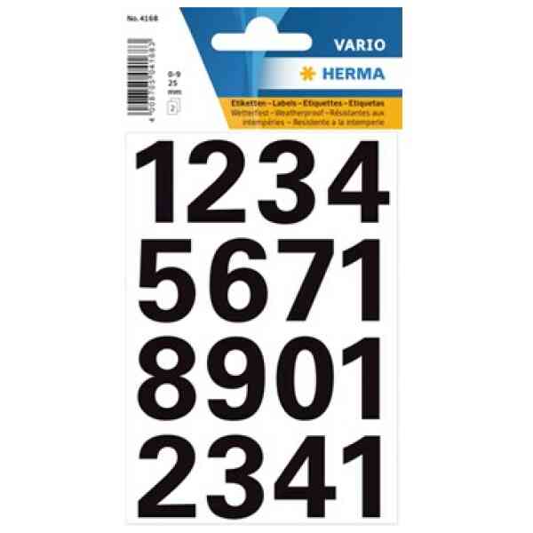 Herma etikett siffror 0-9 25mm svart