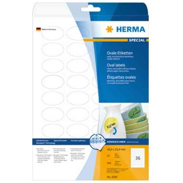 Herma etikett avtagbar oval 40,6x25,4 (900)