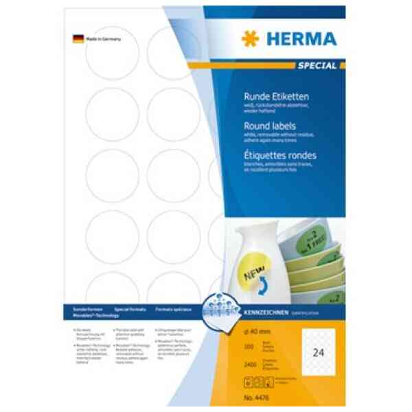 Herma etikett avtagbar ø40 (2400)