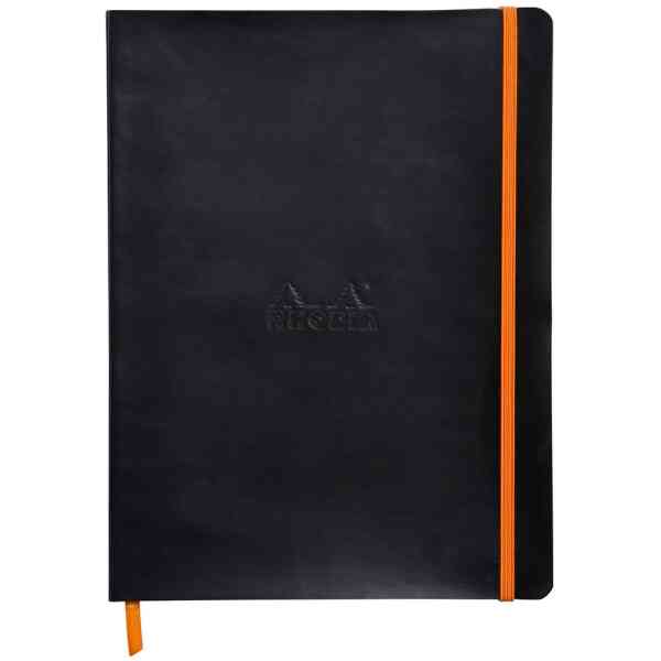 Rhodiarama soft XL black ruled ivory