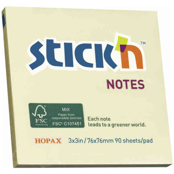 Notisblock 76x76 90 Blad Gul