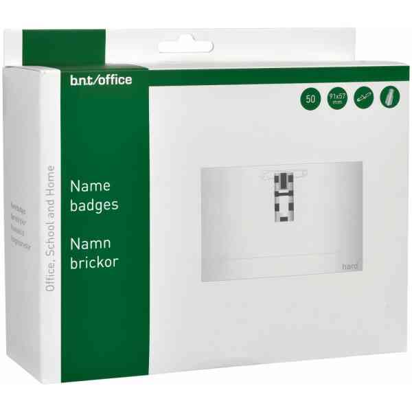 Namnskylt Clip/Nål 91x57mm 50 Pack