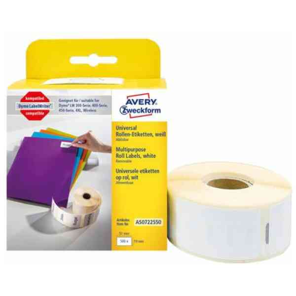 Etikett AVERY på rulle 19x51mm 500/fp