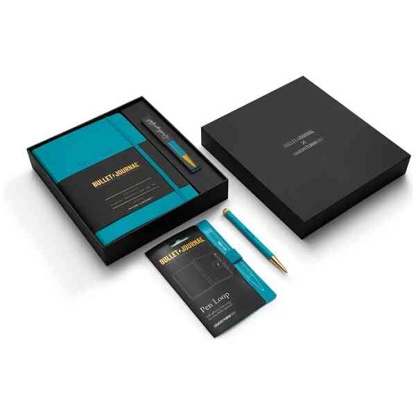 Bullet Journal Gift Set incl. 1 Bullet Journal Turquoise25,1 Drehgriffel and 1 Pen Loop E