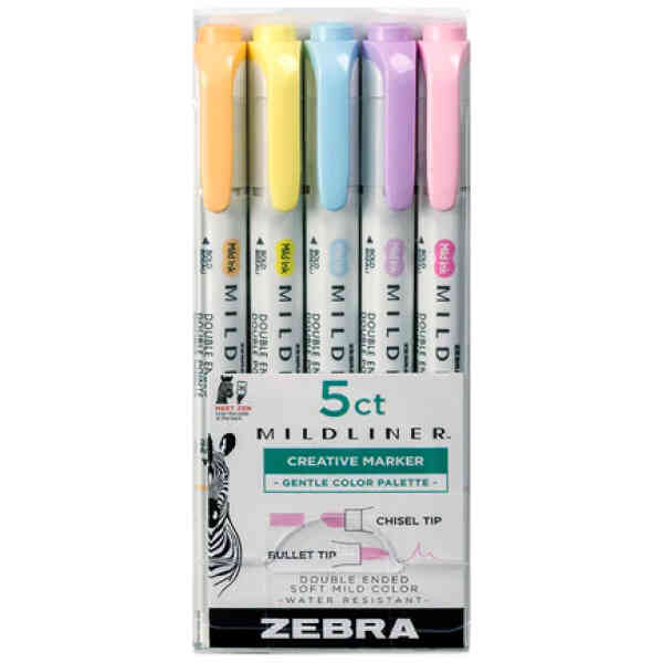 Zebra MILDLINER HIGHLIGHTER GENTLE 5PK