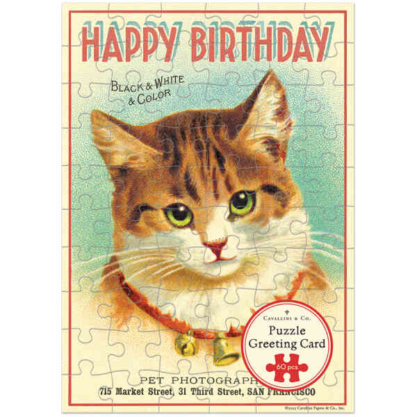 Happy Birthday Cat Puzzle Greeting Card