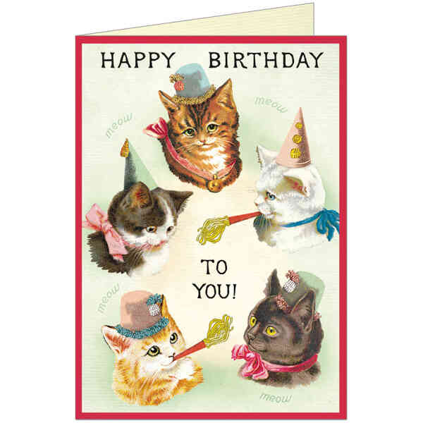 Happy Birthday Cat Party Greeting Card