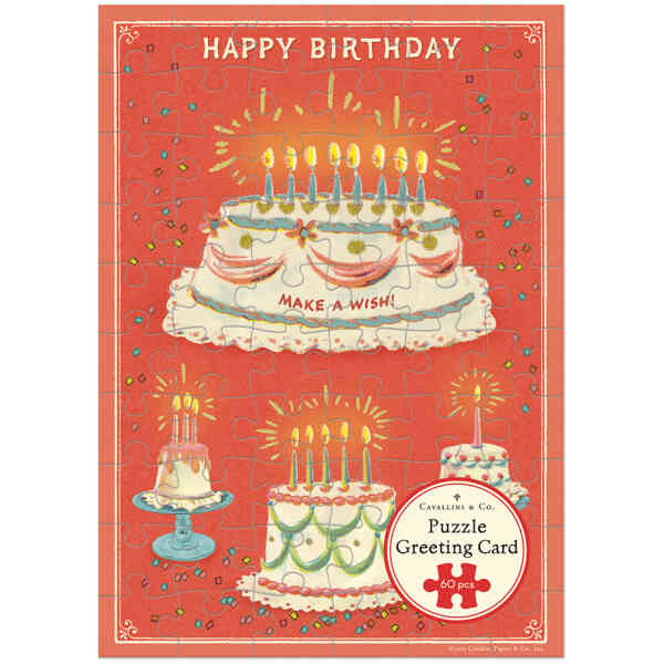 Happy Birthday Cake Puzzle Greeting Card