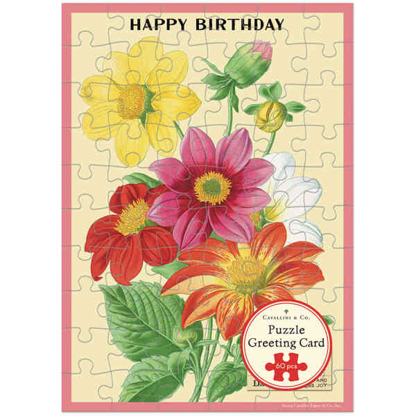 Happy Birthday Language of Flowers Puzzle Greeting Card