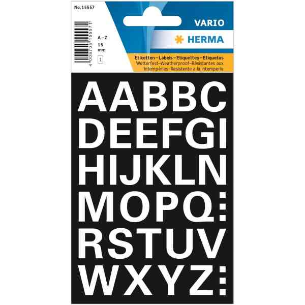 Herma label Vario letters A-Z 15 high white