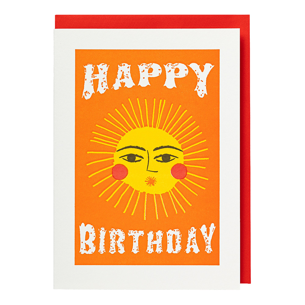 Letterpress Cards Happy Birthday Sun