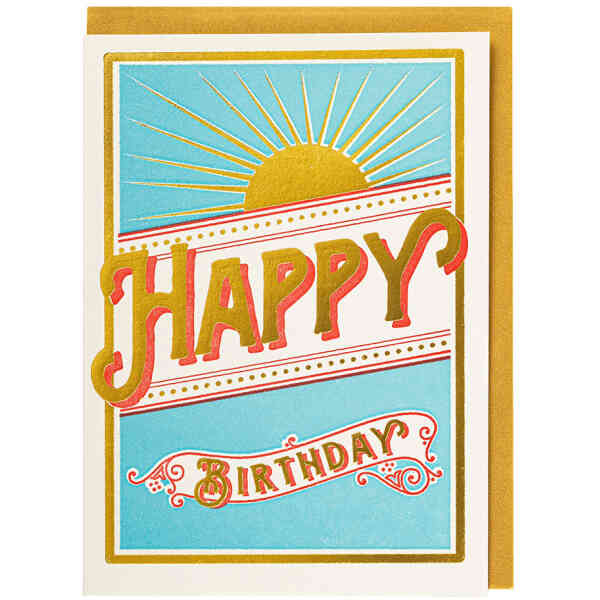 Letterpress Cards Sunshine Happy Birthday