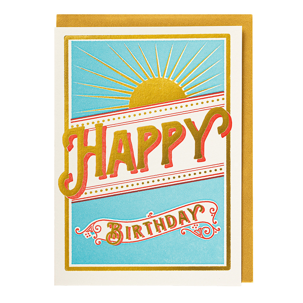 Letterpress Cards Sunshine Happy Birthday