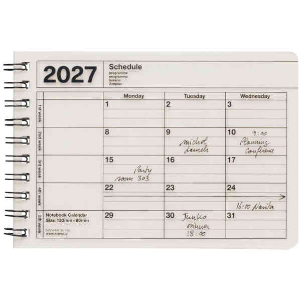 2027 Notebook Calendar XS / Ivory