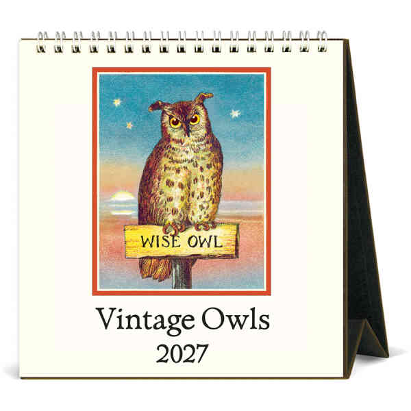 Vintage Owls 2027 Desk Calendar
