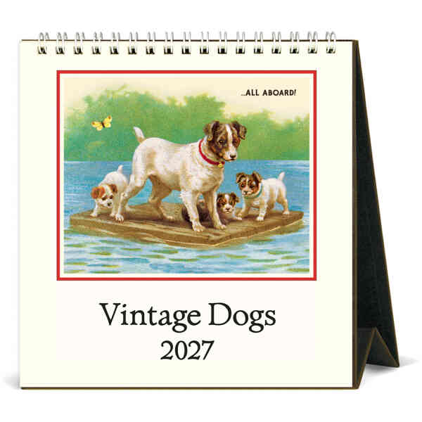 Vintage Dogs 2027 Desk Calendar