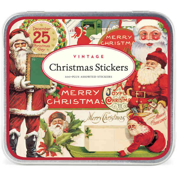 Vintage Christmas Tin of Stickers